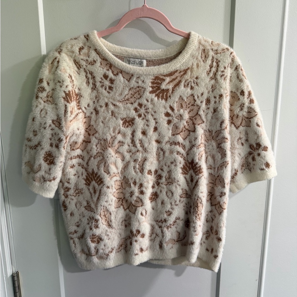 Rachel Zoe Cream and Brown Knit Sweater - Picture 1 of 4